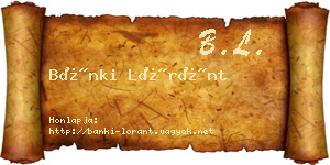 Bánki Lóránt névjegykártya